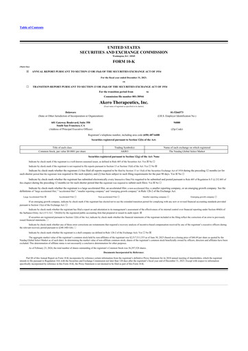 Thumbnail Akero Therapeutics 10-K Annual Report 2023