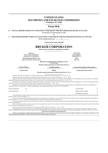 Thumbnail Bruker 10-K Annual Report 2023