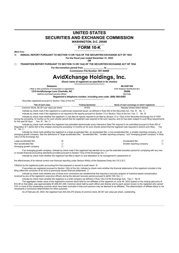 Thumbnail AvidXchange 10-K Annual Report 2023