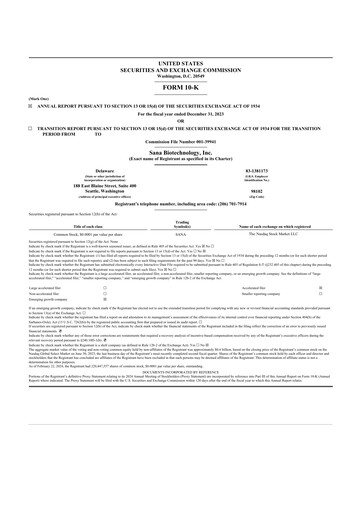 Thumbnail Sana Biotechnology 10-K Annual Report 2023