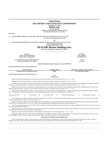 Thumbnail SEACOR Marine 10-K Annual Report 2023