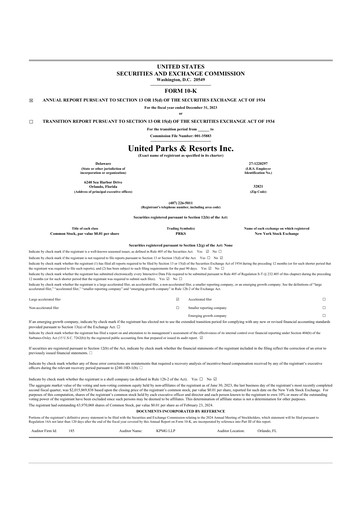 Thumbnail United Parks & Resorts 10-K Annual Report 2023