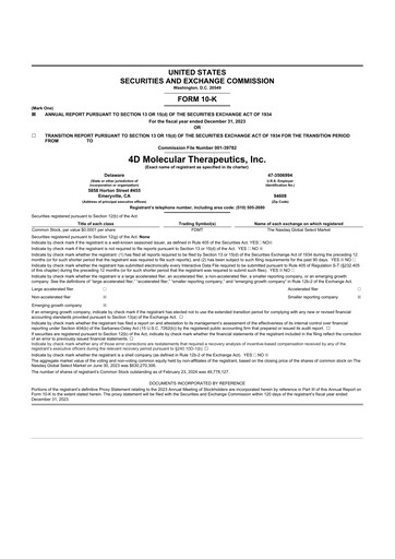 Thumbnail 4D Molecular Therapeutics 10-K Annual Report 2023