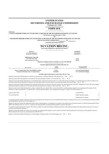 Thumbnail Nuvation Bio 10-K Annual Report 2023