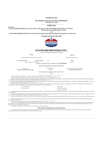 Thumbnail Standard BioTools 10-K Annual Report 2023