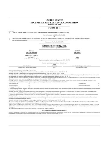 Vorschaubild Emerald Holding 10-K Jahresbericht 2023