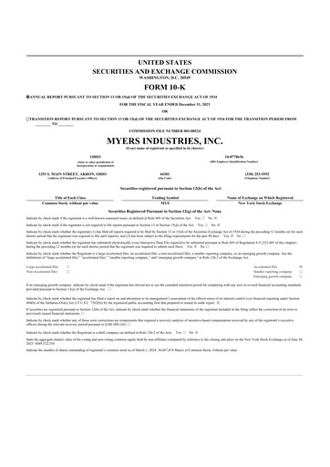 Thumbnail Myers Industries 10-K Annual Report 2023