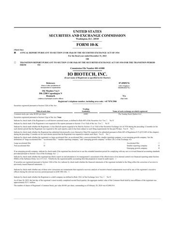 Thumbnail IO Biotech 10-K Annual Report 2023