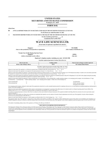 Vorschaubild Wave Life Sciences 10-K Jahresbericht 2023