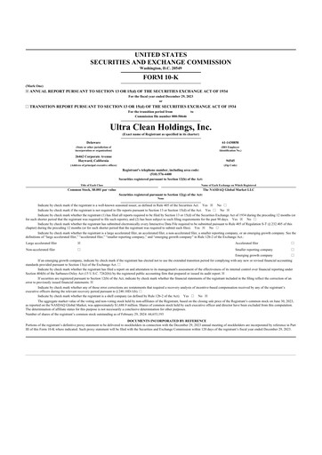Thumbnail UCT (Ultra Clean Holdings) 10-K Annual Report 2023