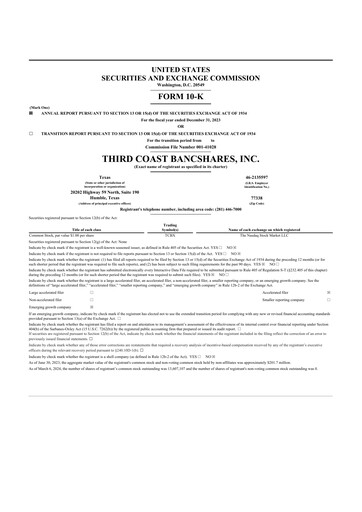 Thumbnail Third Coast Bancshares 10-K Annual Report 2023