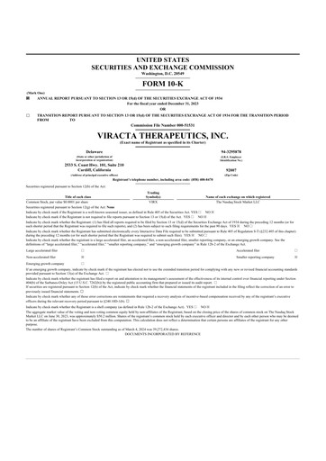 Thumbnail Viracta Therapeutics 10-K Annual Report 2023