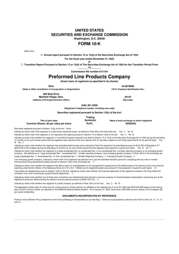 Vorschaubild Preformed Line Products 10-K Jahresbericht 2023