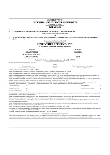 Thumbnail Lexeo Therapeutics 10-K Annual Report 2023