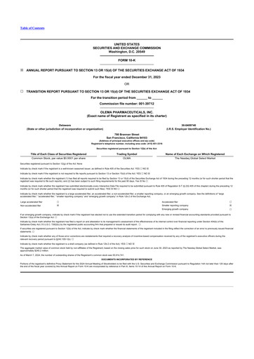 Vorschaubild Olema Pharmaceuticals 10-K Jahresbericht 2023