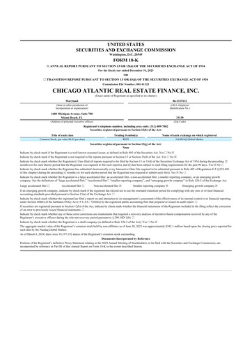 Thumbnail Chicago Atlantic Real Estate Finance 10-K Annual Report 2023