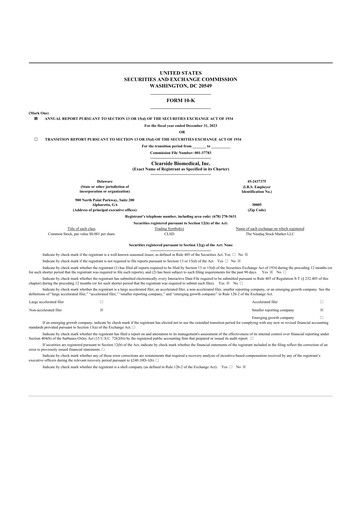 Miniature Clearside Biomedical
 10-K Rapport annuel 2023
