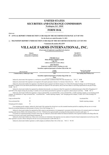 Vorschaubild Village Farms International 10-K Jahresbericht 2023