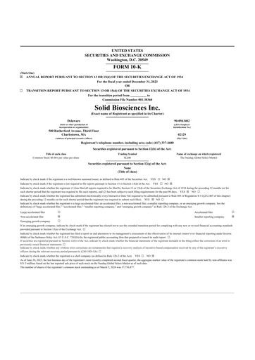 Miniature Solid Biosciences
 10-K Rapport annuel 2023