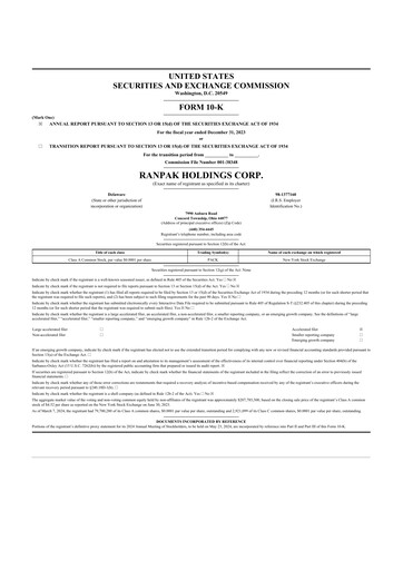 Thumbnail Ranpak 10-K Annual Report 2023