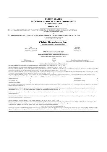 Thumbnail Civista Bancshares
 10-K Annual Report 2023