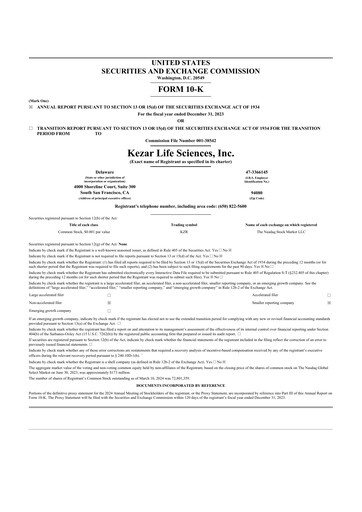 Thumbnail Kezar Life Sciences 10-K Annual Report 2023
