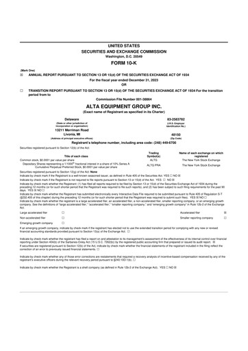 Thumbnail Alta Equipment Group 10-K Annual Report 2023
