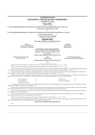 Thumbnail Agenus
 10-K Annual Report 2023