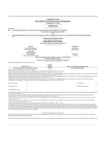 Thumbnail Soho House & Co 10-K Annual Report 2023