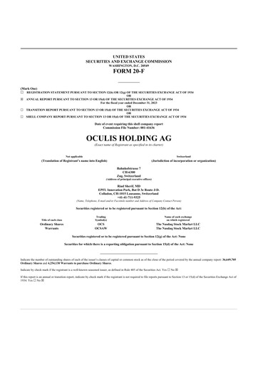 Thumbnail Oculis Holding AG 20-F Annual Report 2023