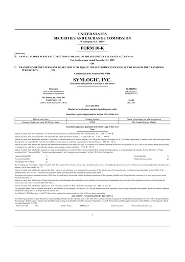 Thumbnail Synlogic 10-K Annual Report 2023