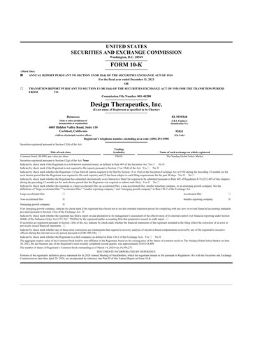 Thumbnail Design Therapeutics 10-K Annual Report 2023