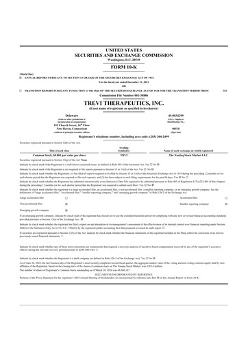 Thumbnail Trevi Therapeutics 10-K Annual Report 2023
