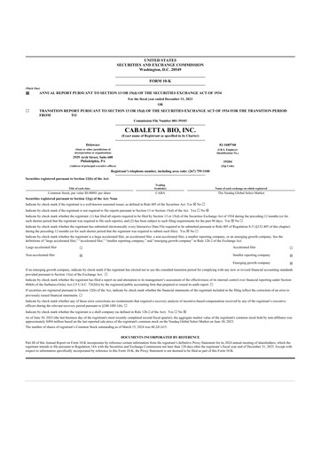 Thumbnail Cabaletta Bio 10-K Annual Report 2023