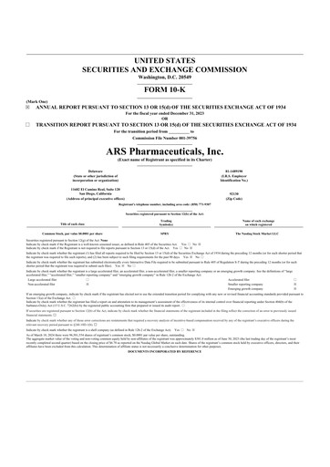 Miniature ARS Pharmaceuticals 10-K Rapport annuel 2023
