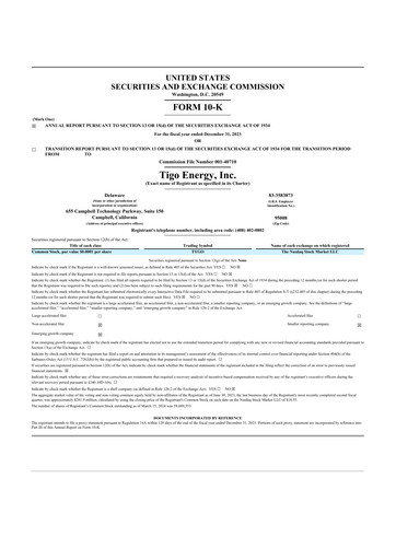 Vorschaubild Tigo Energy 10-K Jahresbericht 2023