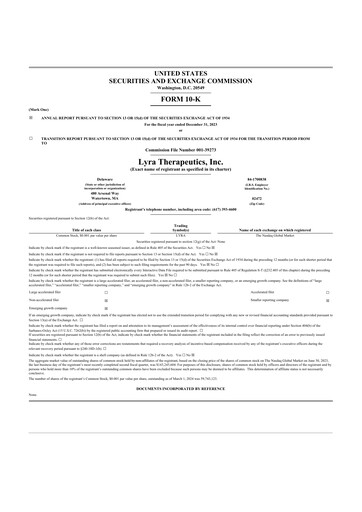 Miniature Lyra Therapeutics 10-K Rapport annuel 2023