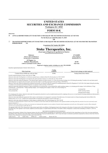 Vorschaubild Stoke Therapeutics 10-K Jahresbericht 2023