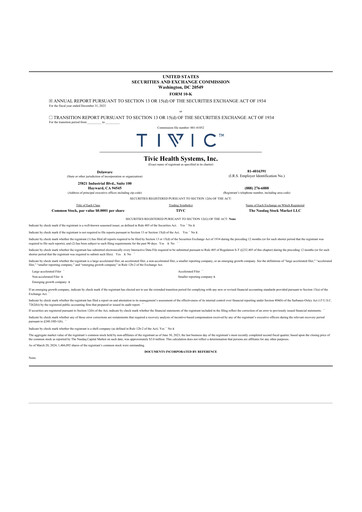 Thumbnail Tivic Health Systems 10-K Annual Report 2023