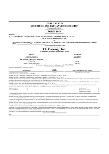 Thumbnail CG Oncology 10-K Annual Report 