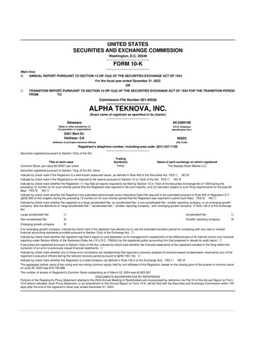 Thumbnail Alpha Teknova 10-K Annual Report 2023