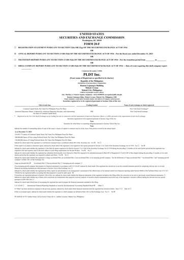 Thumbnail PLDT 20-F Annual Report 2023