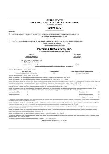 Thumbnail Precision BioSciences
 10-K Annual Report 2023