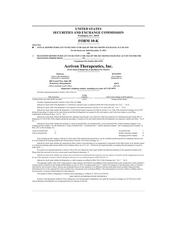 Thumbnail Acrivon Therapeutics 10-K Annual Report 2023