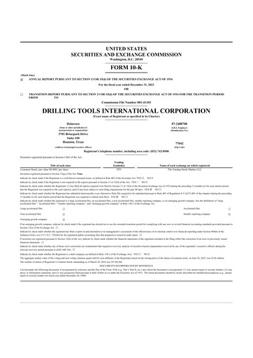 Thumbnail Drilling Tools International 10-K Annual Report 2023