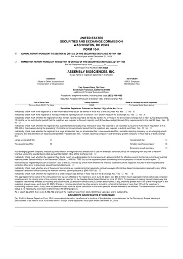 Vorschaubild Assembly Biosciences 10-K Jahresbericht 2023