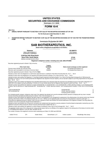 Thumbnail SAB Biotherapeutics 10-K Annual Report 2023
