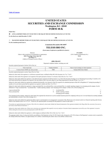 Miniature Telesis Bio 10-K Rapport annuel 2023