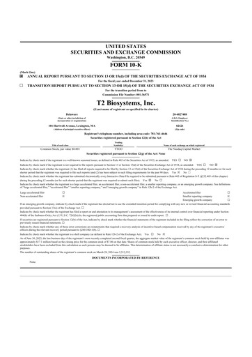 Thumbnail T2 Biosystems
 10-K Annual Report 2023