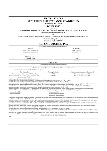 Thumbnail AST SpaceMobile 10-K Annual Report 2023